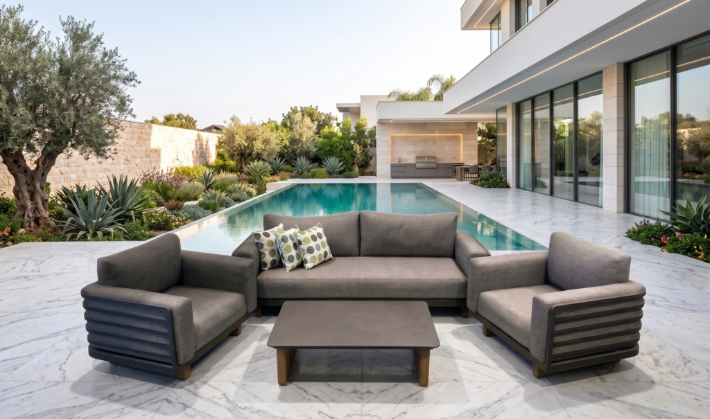 פינת ישיבה דגם מוקה צבע אפור כהה